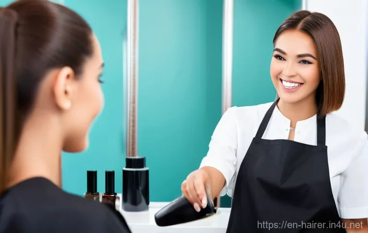 헤어디자이너 자격증 취득 방법 - "A skilled cosmetologist, dressed in a stylish and clean professional salon uniform, is performing a...