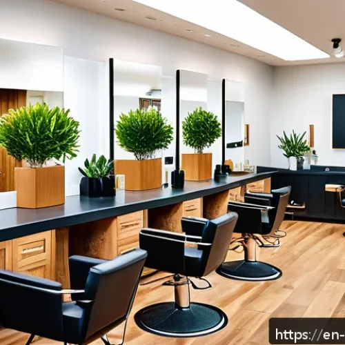 헤어디자이너 블로그 운영 팁 - A bright, modern salon interior featuring a diverse group of clients seated in styling chairs, a hai...